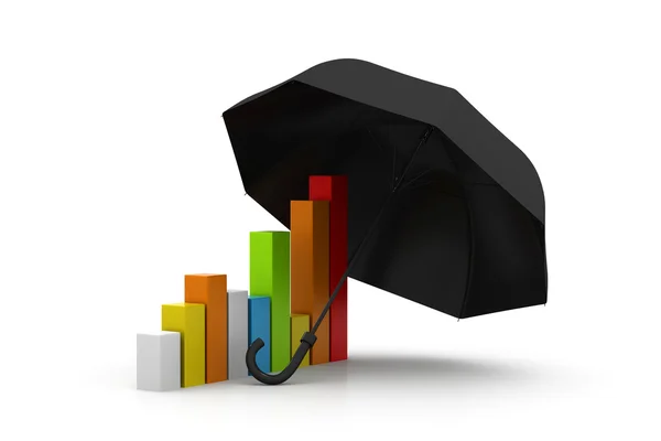 Obchodní graf pod deštníkem — Stock fotografie