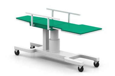 beyaz zemin üzerinde tıbbi yatak