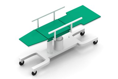 beyaz zemin üzerinde tıbbi yatak