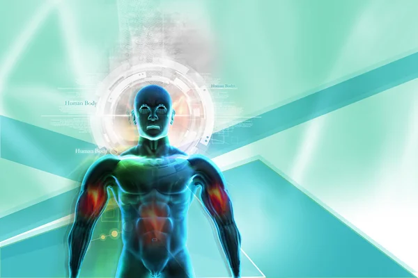 Digitale Darstellung des menschlichen Körpers im abstrakten medizinischen Hintergrund — Stockfoto