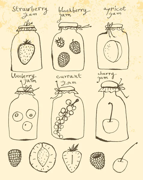 Inicio Conservas de frutas de verano . — Archivo Imágenes Vectoriales