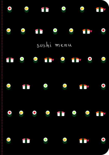 Modello di copertina del menu Sushi. Icone di sushi . — Vettoriale Stock