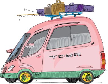 Bagaj ile Vintage otobüs