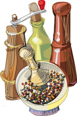 Natürmort baharatlarla - cartoon