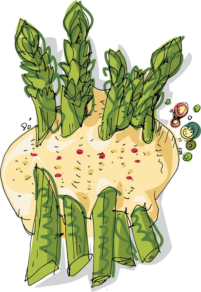 Stil vida com espargos — Vetor de Stock