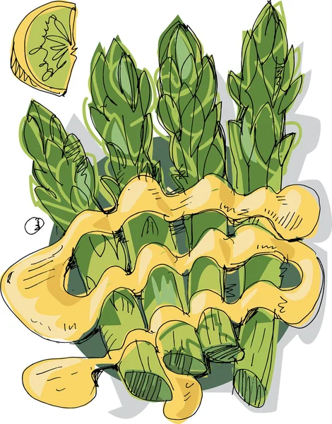 Stil life with asparagus — Stock Vector