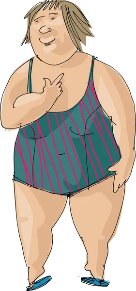 Vrouw in bikini op het strand - cartoon — Stockvector