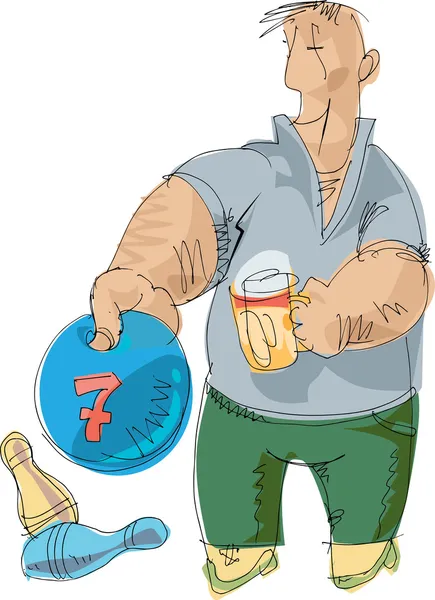 Bowling player - cartoon — Stockvector