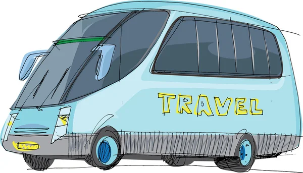 Autobuz turistic - desen animat — Vector de stoc