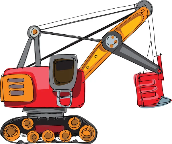 Excavator - cartoon — Stock Vector