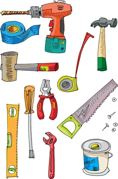 Set van tools - cartoon — Stockvector