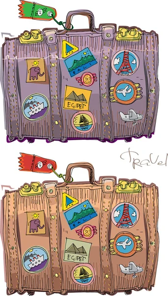 Valise vintage - dessin animé — Image vectorielle