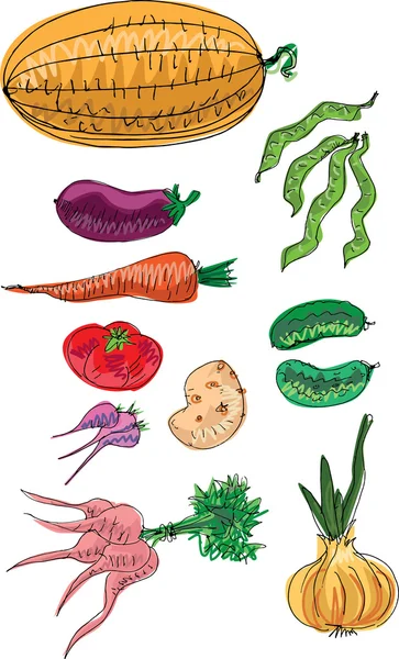 Vegetables icon set — Stock Vector