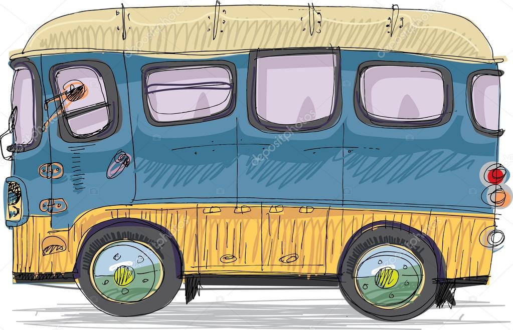 Vintage bus - cartoon