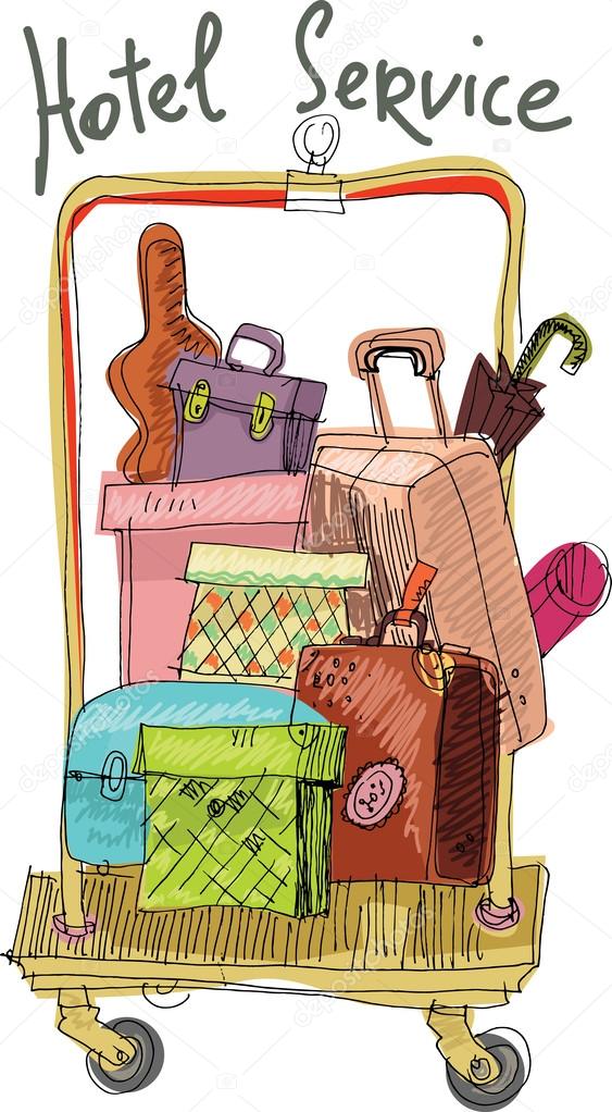 Hotel cart full of luggage