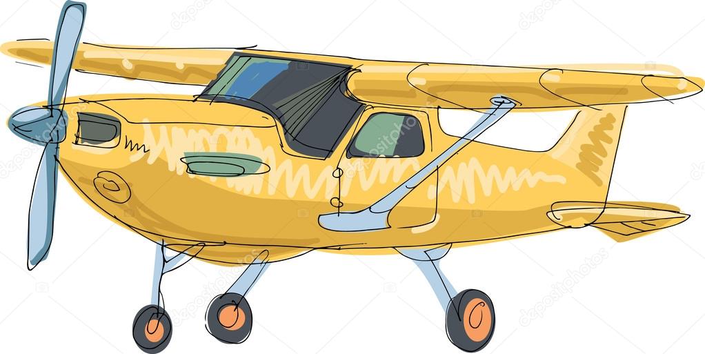 Little private plane - cartoon