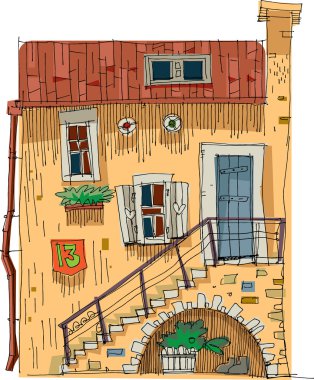 eski şehir - Vintage cephe cartoon