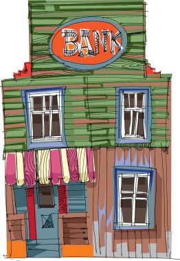 Vintage Amerikan Bankası - çizgi film