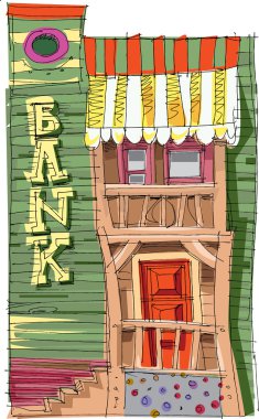 Vintage Amerikan Bankası - çizgi film