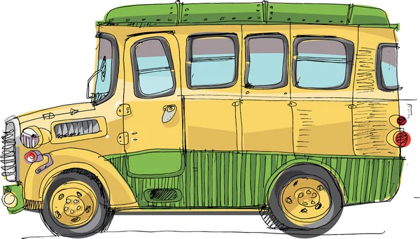 Autobús vintage - dibujos animados — Vector de stock
