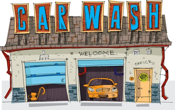 Lavage de voiture - dessin animé — Image vectorielle
