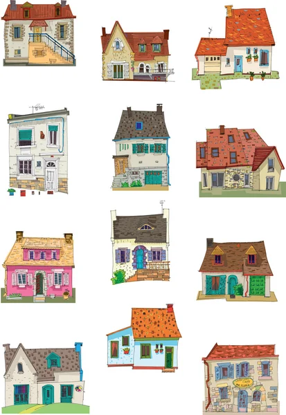 Vintage facades - cartoon — Stock Vector