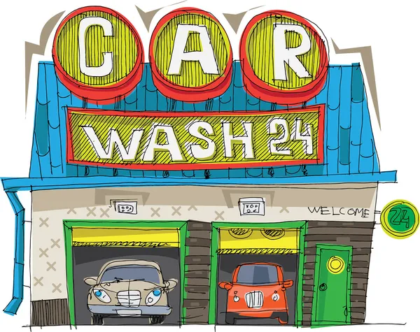 Estación de lavado de coches - dibujos animados — Archivo Imágenes Vectoriales