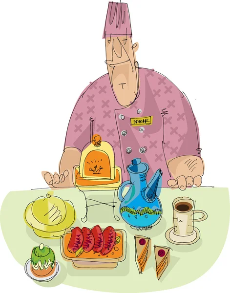 Chef à buffet food party — Image vectorielle