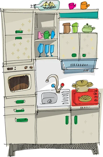 Kitchen - cartoon — Stock Vector