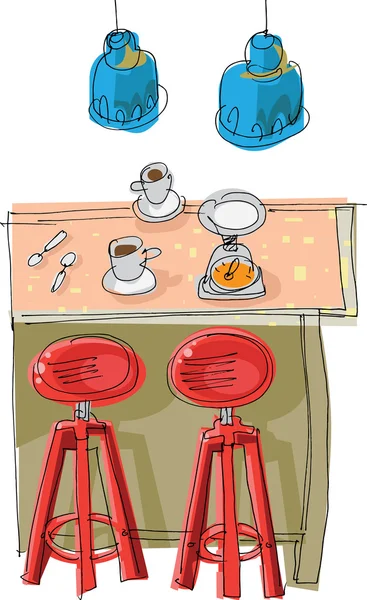 Breakfast place - cartoon — Stock Vector