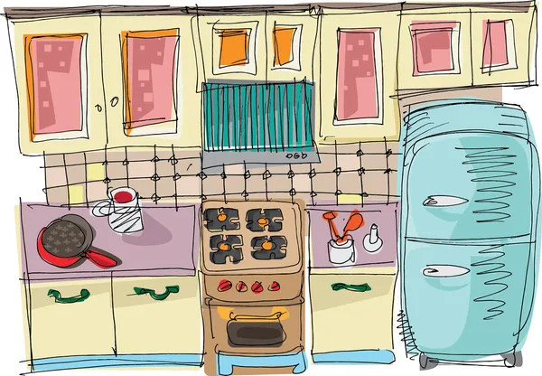 Cozinha - desenho animado —  Vetores de Stock