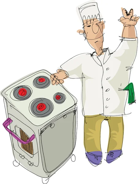 ガスのオーブン、炊飯器 - 漫画 — ストックベクタ