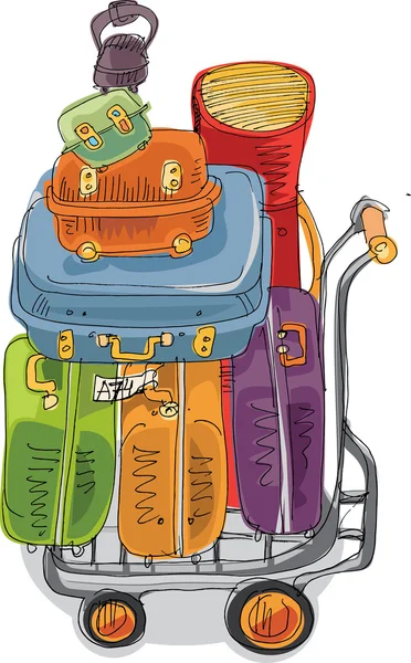 Pile de bagages - dessin animé — Image vectorielle