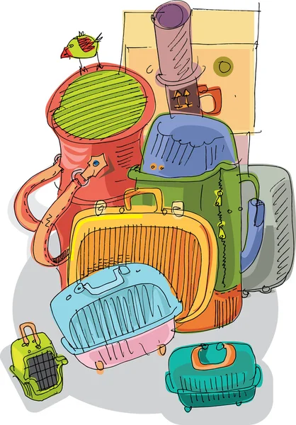 Pile de bagages - dessin animé — Image vectorielle