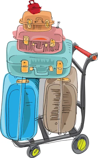 Pile of luggage - cartoon — Stock Vector