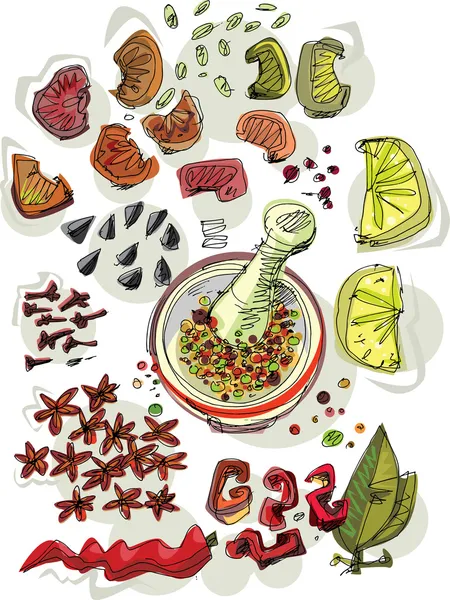 Épices - dessin animé — Image vectorielle