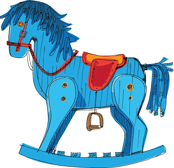 Cavalo de madeira - desenho animado —  Vetores de Stock
