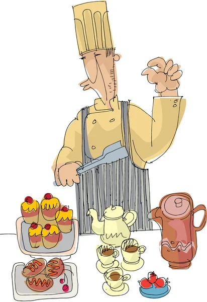 Chef en la fiesta de comida buffet — Archivo Imágenes Vectoriales