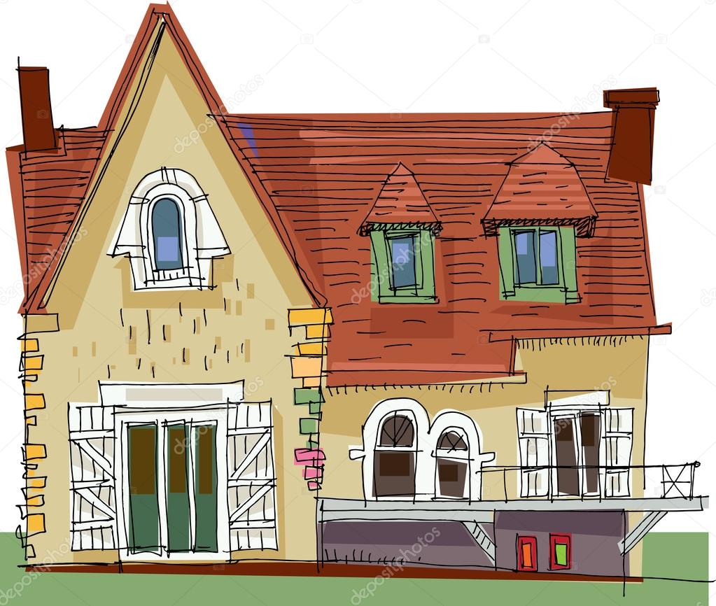 Casa vintage - dibujos animados vector, gráfico vectorial © iralu1