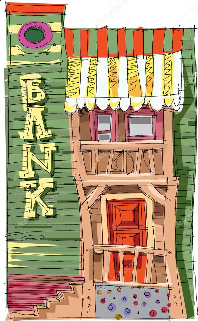 Vintage american bank - cartoon