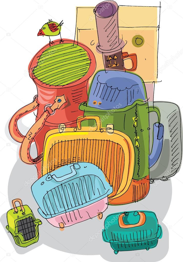 Pile of luggage - cartoon