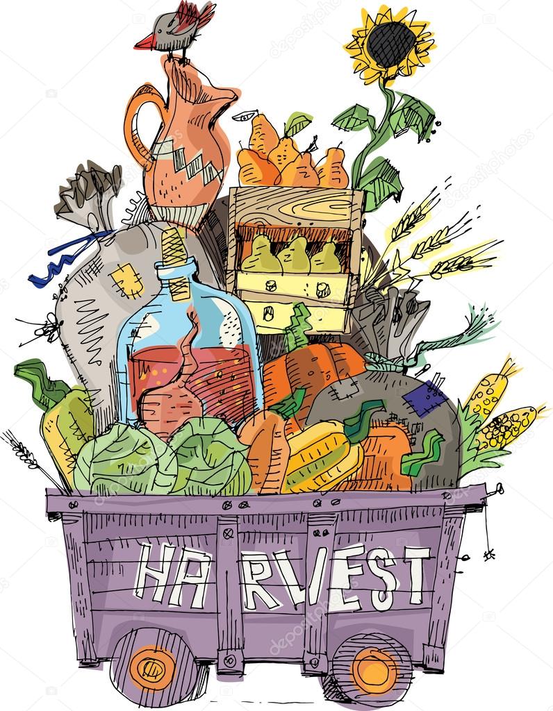 Fall Harvest Potluck Cartoon Image Harvest on cart cartoon Stock Vector iralu1 32386523 Fall Harvest Potluck Cartoon Image Harvest on cart cartoon Stock Vector iralu1 32386523