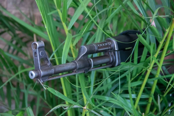 Member Nigeria Special Forces Holding Kalashnikov Aka Ak47 Resting Military — Stock fotografie