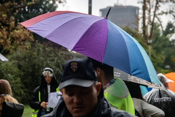 Belgrado Orgulho Andar 2022 Centro Cidade Com Escolta Segurança Polícia — Fotografia de Stock