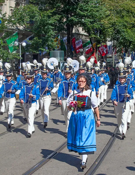 チューリッヒのスイスの国民日パレード — ストック写真