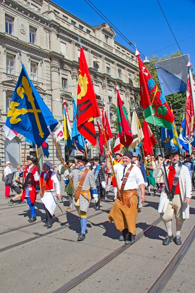 Swiss święto narodowe defilada w Zurychu — Zdjęcie stockowe