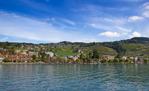 Leman Gölü ve lavaux üzüm bağları — Stok fotoğraf