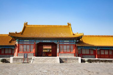 BEIJING, ÇİN - 14 Ekim 2017: Yasak Şehir (Saray Müzesi), Çin imparatorluk sarayı Ming hanedanlığından Qing hanedanlığının sonuna kadar (1420-1912)).