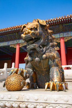BEIJING, ÇİN - 14 Ekim 2017: Yasak Şehir (Saray Müzesi), Çin imparatorluk sarayı Ming hanedanlığından Qing hanedanlığının sonuna kadar (1420-1912)).