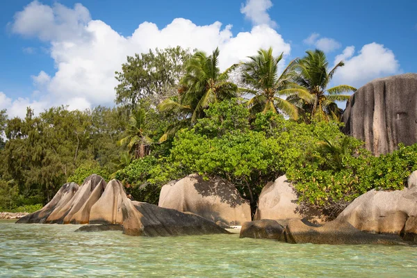 Célèbre Anse Source Argent Plage Sur Île Digue Seychelles — Photo